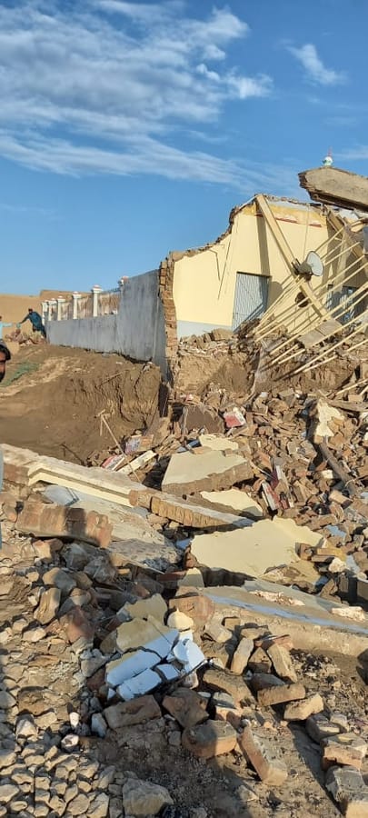 Rubble cleared from a collapsed structure.